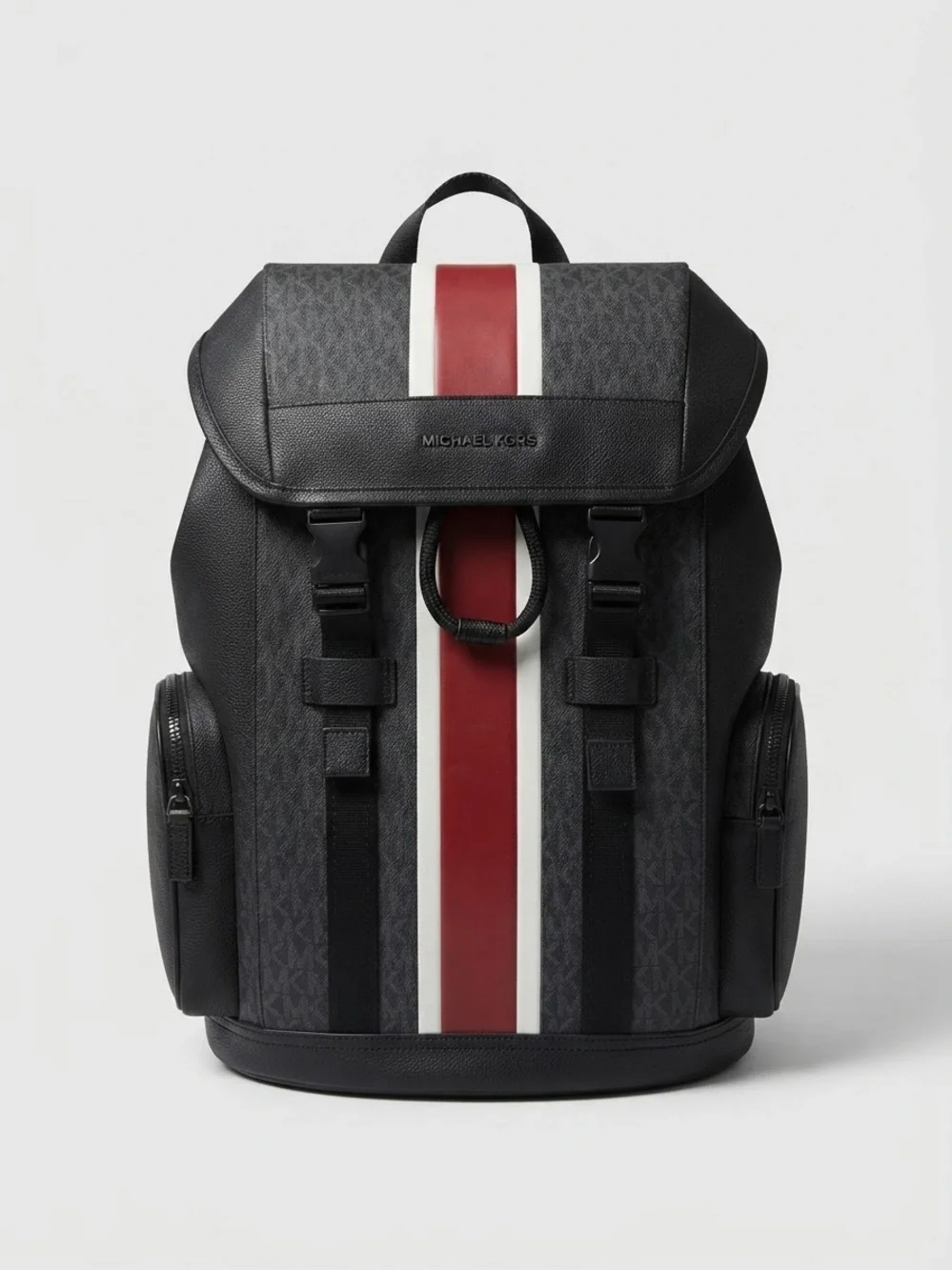 Michael Kors Black Backpack with Red and White Center Stripe